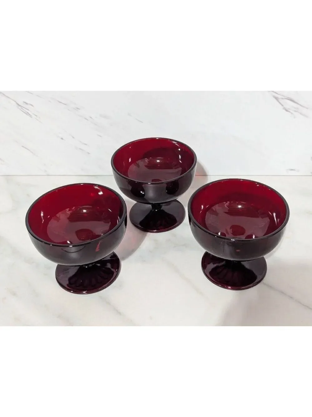 Vintage Royal Ruby Anchor Hocking Sherbet Glasses 3-Pieces